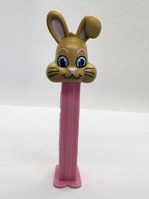 Brown Easter Bunny Pink Stem Pez Dispenser Loose