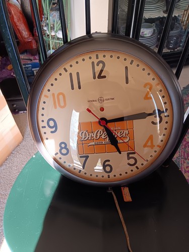 Vtg Dr PEPPER Wall Clock Rare General Electric 10-2-4 Working Original XLNT Cond