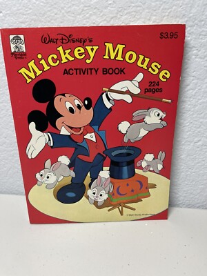 Vintage 1982 Disney Mickey Mouse Coloring Activity Book Merrigold Press Set Of 2