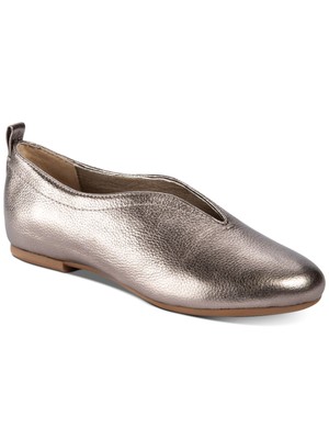 

LUCCA LANE Женские кожаные туфли без шнуровки с круглым носком серебристого цвета с V-образным вырезом Bayla, размер 6,5 м, Серебряный, LL10731