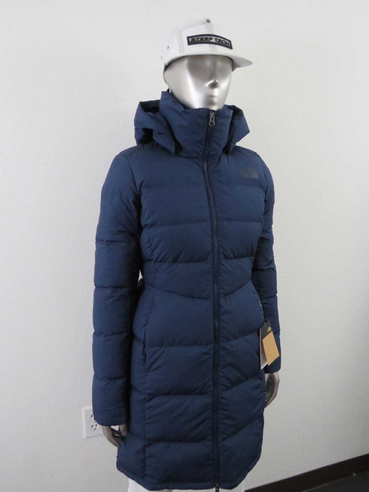 Pre-owned The North Face Womens  Metropolis Parka Long Down Warm Jacket - Summit Navy In Summit Navy Blue / Asphalt Grey Logo
