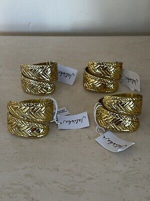 New in box Juliska Set Of 4 Gold Le Panier Napkin Rings 100% Brass