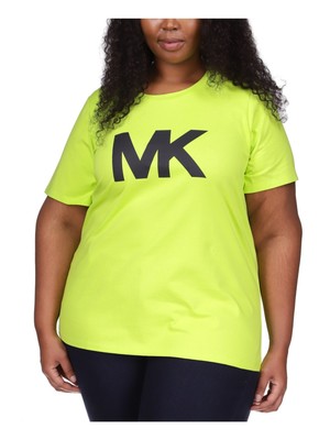 

MICHAEL KORS Женская зеленая футболка с круглым вырезом и короткими рукавами с логотипом Plus, Зеленый