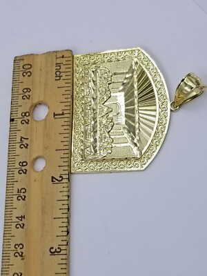 Pre-owned G&d 10k Jesus Yellow Gold Last Supper Diamond Cut Charm Pendant 2 Inches Real