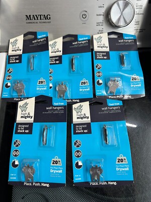5-pack lot Hillman 515300 High & Mighty Wall Hanging Hooks Holds Up To 20 Lbs