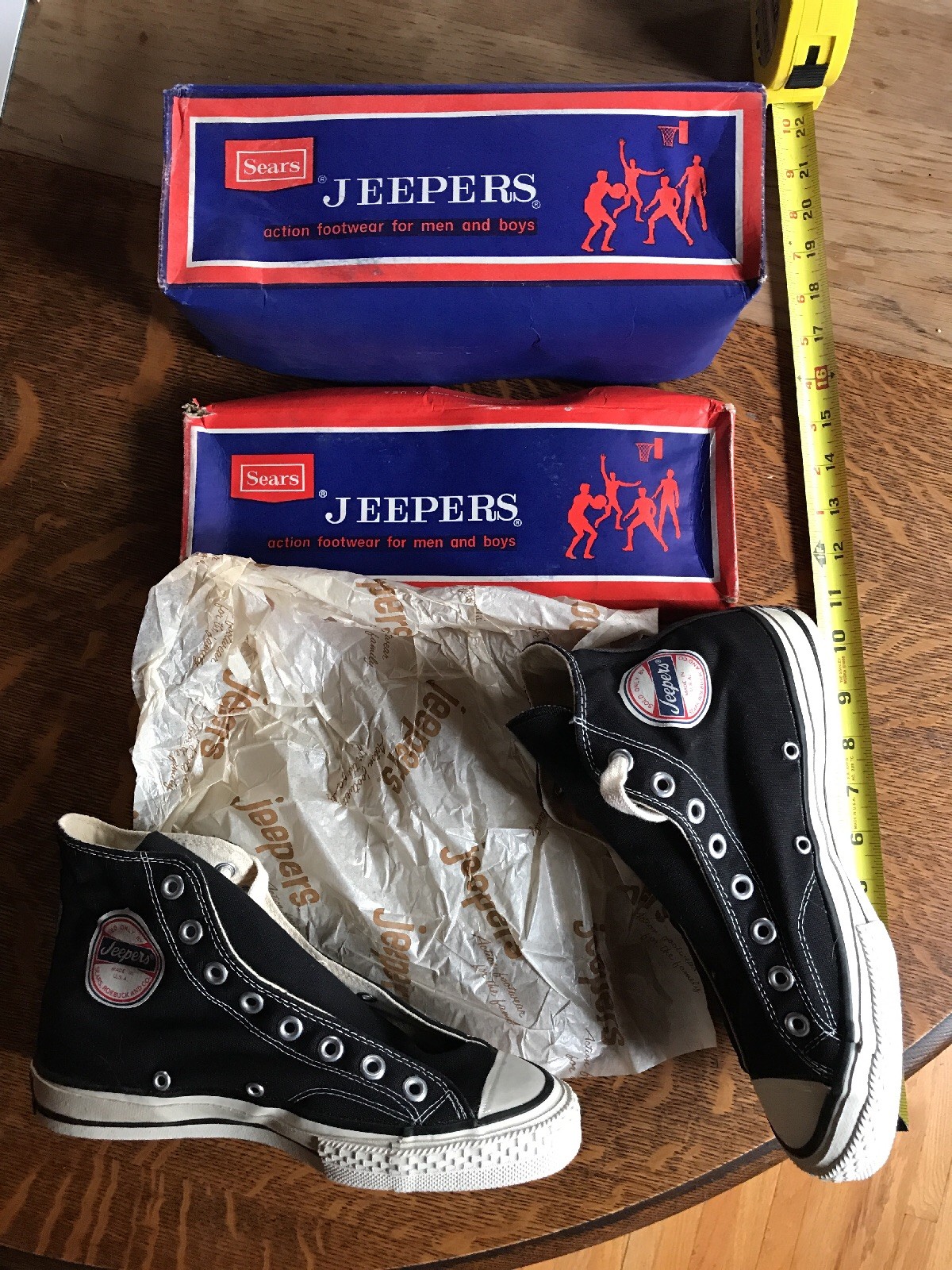 Sears Jeepers converse black label Vintage Basketball Antique Shoes High top NIB