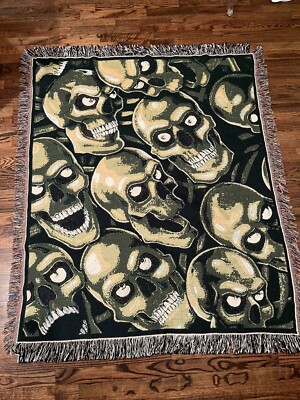 Skull Pile Liquid Blue Blanket