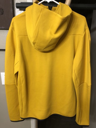 Pre-owned Nike Sportswear Tech Fleece Hoodie Dark Sulfur Yellow/black Sz M Cu4489-743 Rare