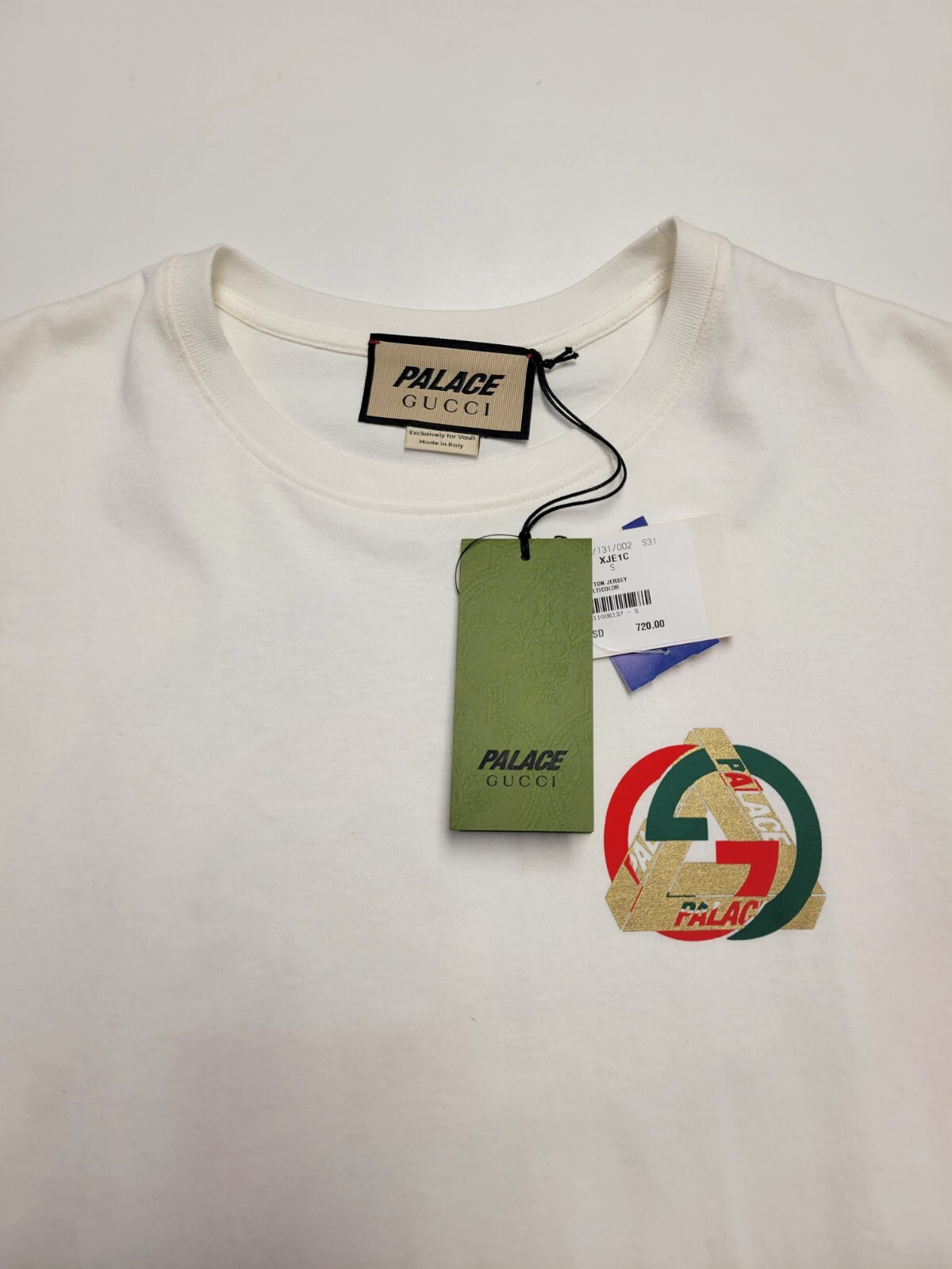 $720 New GUCCI X PALACE Cotton Jersey T-Shirt Men's SMALL S White