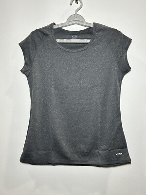 C9 Champion Women's Duo Dry Athletic Scoop Neck T-Shirt - Ebony Heather (Gray) S
