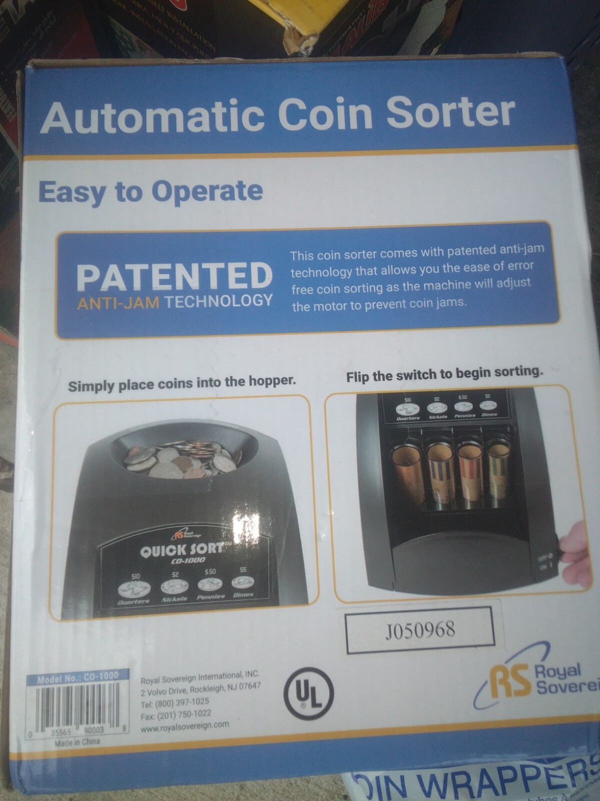 Royal Sovereign Fast Sort CO-1000 Automatic Coin Sorter New w/ 108