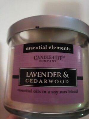 Candle Lite Essential Elements 3 Wick Lavender And Cedar wood Candle 