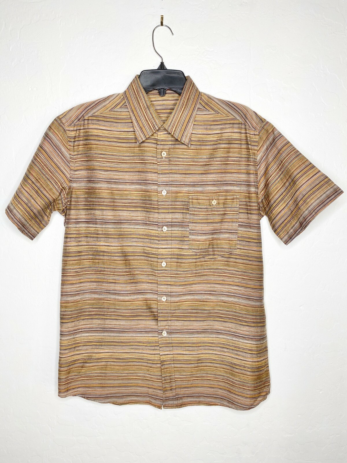 

MISSONI CLASSIC Рубашка с короткими рукавами и жаккардовыми пуговицами в полоску, 50 MEDIUM EUC, Multicolor