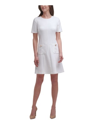 

HARPER ROSE Женское эластичное платье цвета слоновой кости с круглым вырезом, короткое вечернее платье с расклешенной юбкой, Цвет слоновой кости