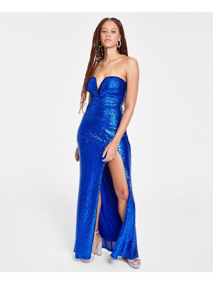 Женское синее платье-пломбир ИЗУМРУДНОГО цвета с V-образным вырезом на шнуровке и подкладкой сзади Juniors XL