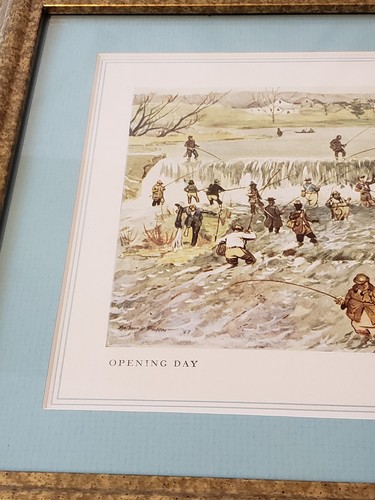 Vintage Lithograph Print Matted Framed OPENING DAY ARTHUR D. FULLER EUC VTG