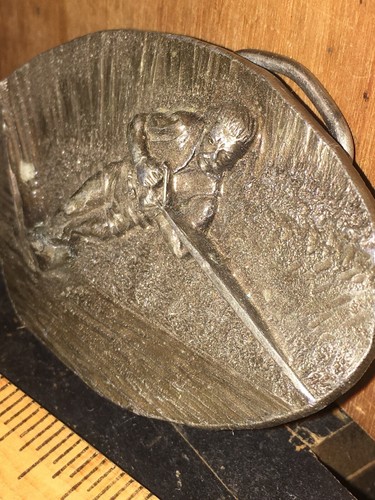 Vintage Bergamot Brass Works Belt Buckle- Man Waterskiing Mustache