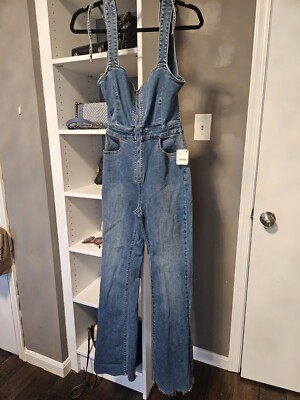 New Free People CRVY 2nd Ave 1 Piece DENIM JUMPSUIT Size 0