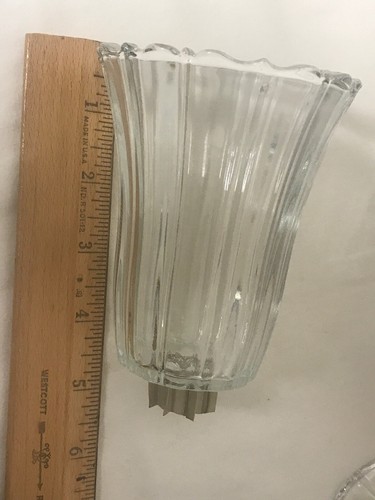 Home Interiors Homco Votive Cup Sconce Tall Candle Holder Clear Cut Glass 5 1/2”