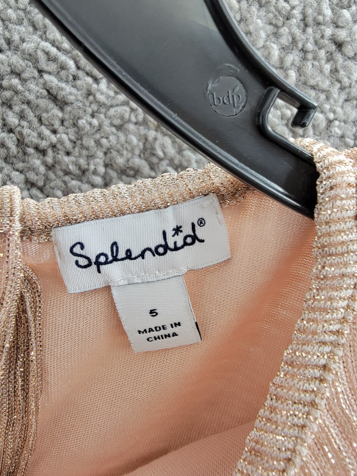 Splendid Glitzy Pleated Tulle Dress Girls' 5 Champagne Round Neck Back Snap L/S - Picture 9 of 17