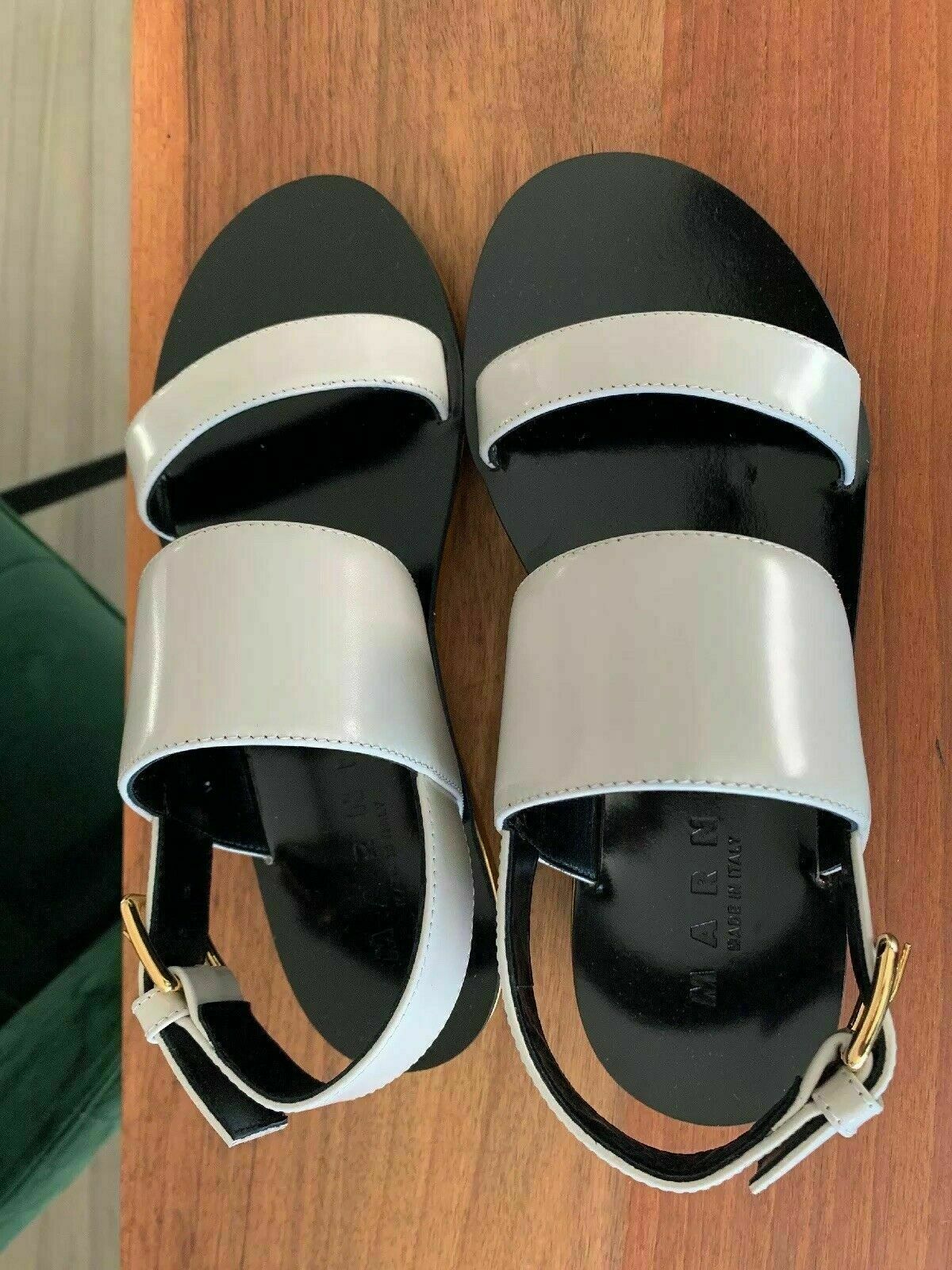 MARNI MARNI ICONIC CULT LEATHER SANDALS FLATS SLIDES BUCKLE SANDALEN SCHUHE SHOES 37