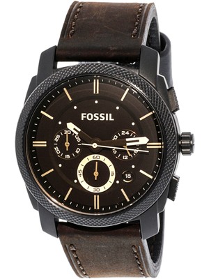 Fossil Men'S Machine Fs4656 Brown Leather Analog Quartz Fashion Watch