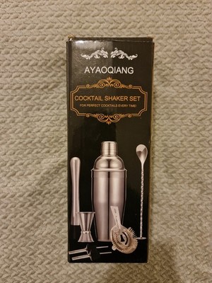 AYAOQIANG 7-Piece Stainless Steel Cocktail Shaker Set New Sealed Box
