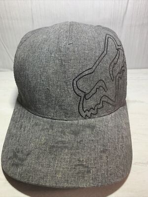 Fox Racing Mens Dark Gray Flex 45 FlexFit Hat Curved Bill Classic Logo XL TruDri