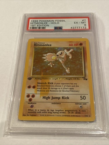Pokémon ポケモン 初代 PSA10 Hitmonlee Staryu HITMONLEE-HOLO | 1997 POKEMON JAPANESE FOSSIL 106 | PSA GEM