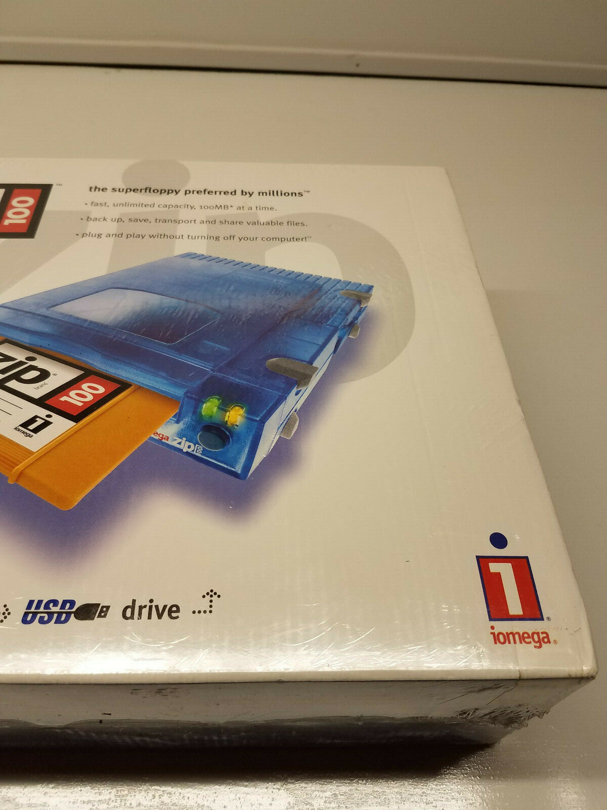 Iomega Zip 100 Portable External USB Drive For PC/Mac Blue Transparent NIB