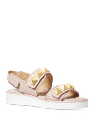 

Женские кожаные сандалии на танкетке MICHAEL KORS розового цвета со стелькой Stark Toe, Розовый, 40R2SRFA2L