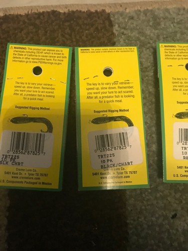 4 New CREME 2 INCH TRIPLE TIP GRUB CRAPPIE BAIT