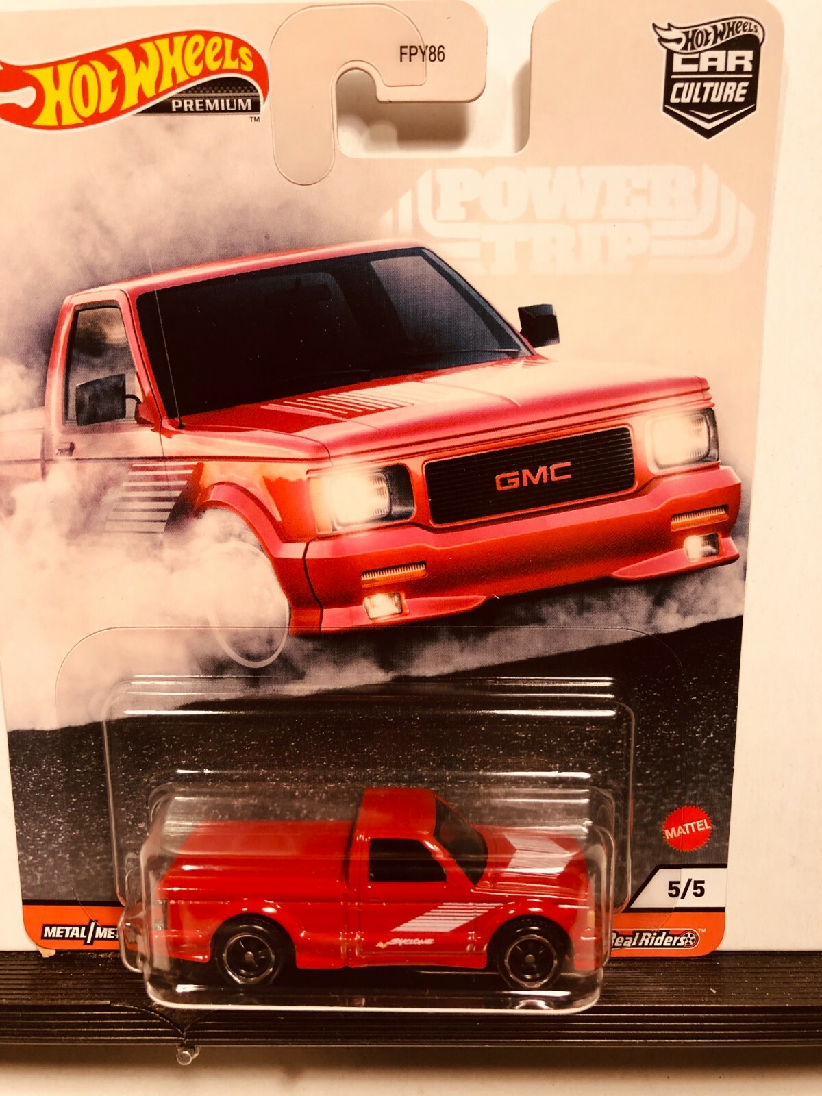 1/64 HOT WHEELS CAR CULTURE POWER TRIP 1991 GMC SYCLONE RED