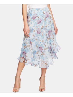 Женская светло-голубая миди-юбка с цветочным рисунком VINCE CAMUTO S