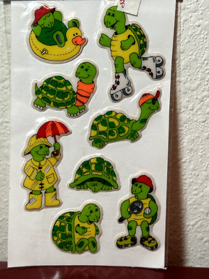 Vtg 1980 s Russ Berrie Puffy Turtle Super Stick-Ons Stickers Taiwan Retro New