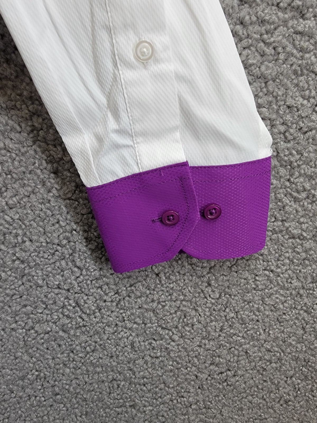 Tayion Collection Slim-Fit Purple Trim Dress Shirt Men's L 16-16.5 34-35 White - Picture 11 of 19