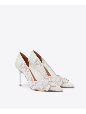

Женские белые кожаные туфли без шнуровки на шпильке MALONE SOULIERS 36,5, Белый, COLLINA 85-4