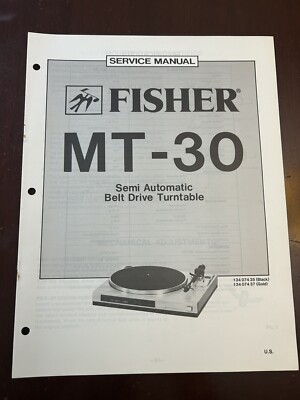 Fisher MT-30 Turntable Record Player Service Manual Vintage OEM Repair Diagrams