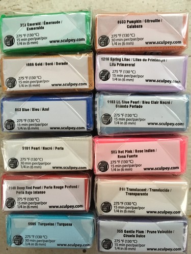 New SCULPEY Primo Pearl LOT 12 - 2oz Polymer OVEN Bake CLAY BARS Pearl Blue Pink