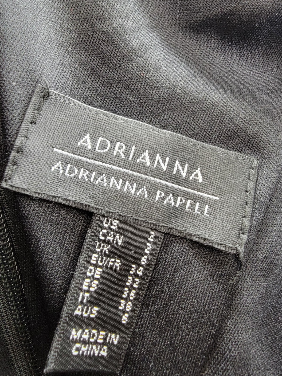 Adrianna by Adrianna Papell Knit Crepe Column Gown Women's 2 Black Back Zip - Picture 8 of 17