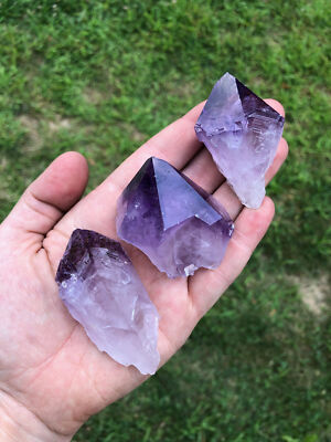 Raw Amethyst Crystal Point with Root, Natural Amethyst from Brazil