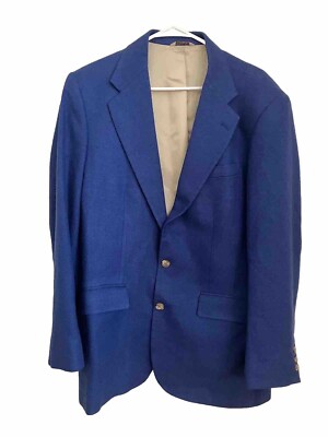 Vintage Wall Street Collection Gold Button Solid Blue  Blazer Jacket 40L