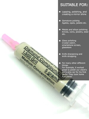 Diamond Paste Compound Polishing Lapidary 1,500 (M) Grit 5 Grams (USA MADE)