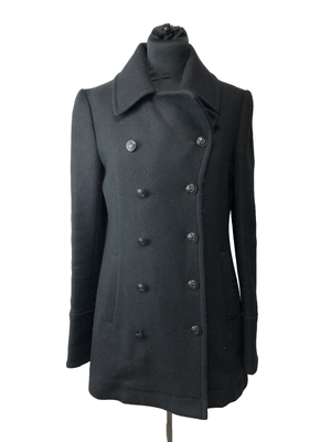 Alexander McQueen Women s Black Wool Double Breasted Pea Coat