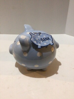 Azure home hand painted ceramic piggy bank