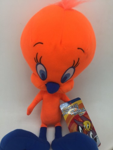 NWT Looney Tunes Fluorescent Orange Tweety Bird 14 Inch Plush Stuffed Animal