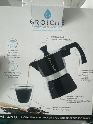 O Maker Moka Pot 3 Cup- 5oz, Black&silver