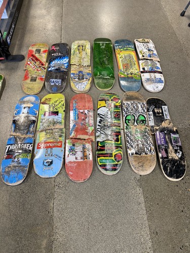 Lot of 12 Used Broken Skateboard Decks DIY Art Wood Anti Hero Krooked Baker