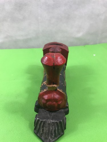 Vintage Cast Iron Locomotive Train Coin Bank 8