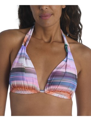 

LA BLANCA Женский фиолетовый эластичный гофрированный галстук Ocean Tides Halter Swimsuit Top